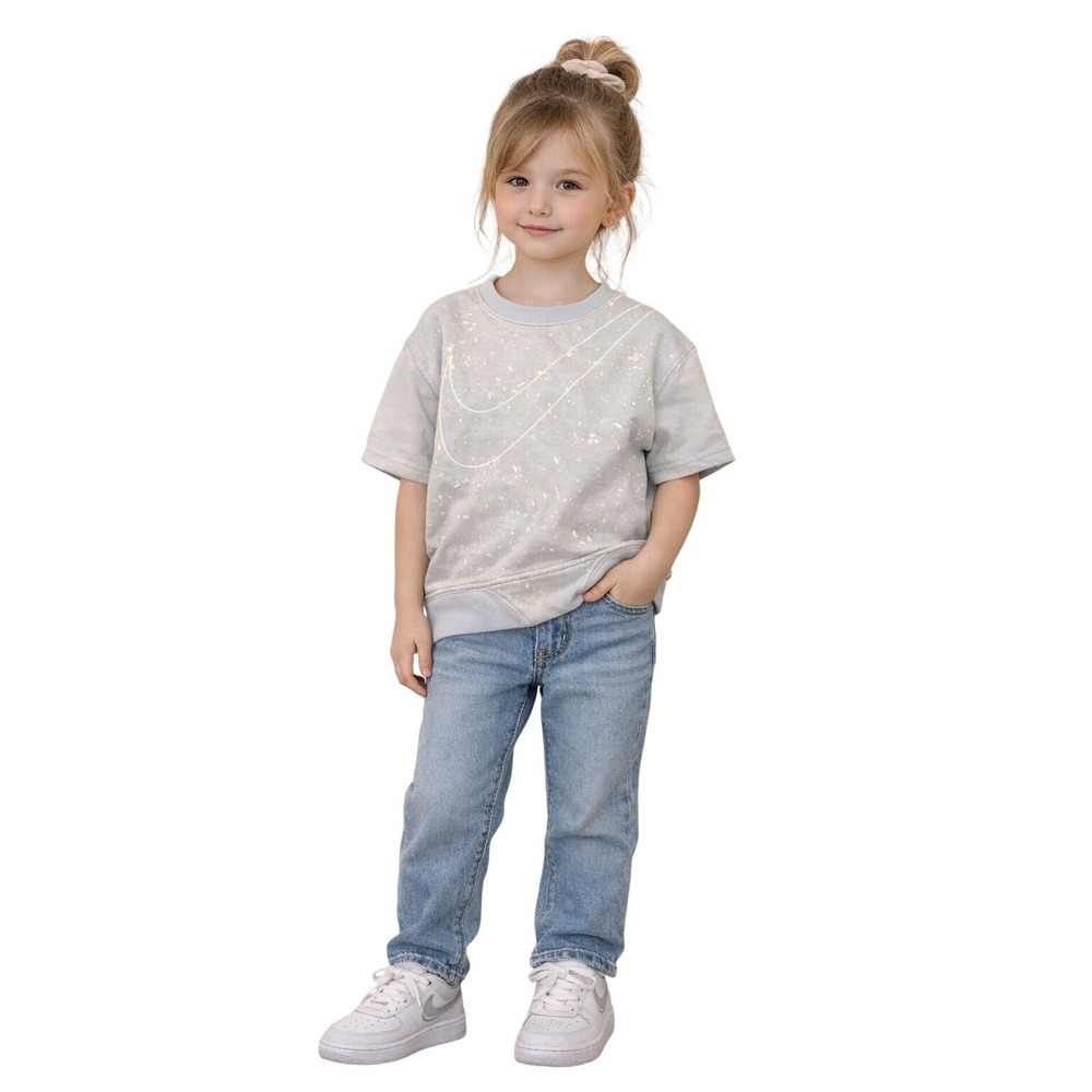 Nike Kids Light Blue Splatter Logo Short Sleeve‎ Bodysuit Size M